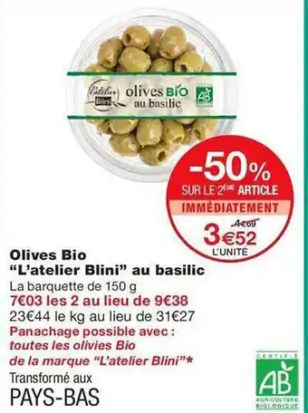 Monoprix Olives bio offre