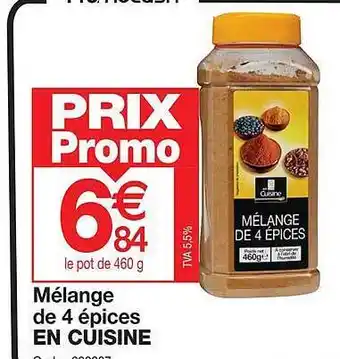 Mélange de 4 épices en cuisine