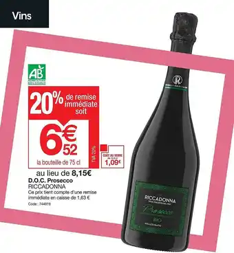 Promocash D.o.c. prosecco riccadonna offre