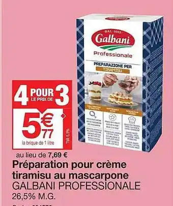 Promocash Préparation pour crème tiramisu au mascarpone galbani professionale offre