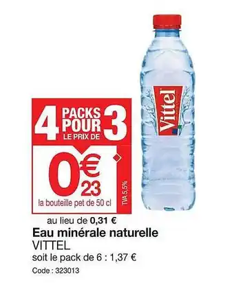 Promocash Eau minérale naturelle vittel offre