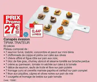 Promocash Canapés évasion tipiak traiteur offre