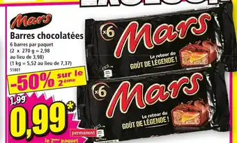 Norma Mars Barres chocolatées offre