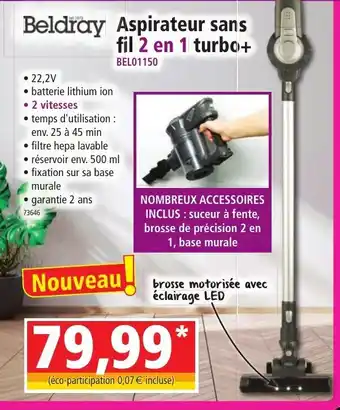 Norma Aspirateur Sans Fil 2 En 1 Turbo offre