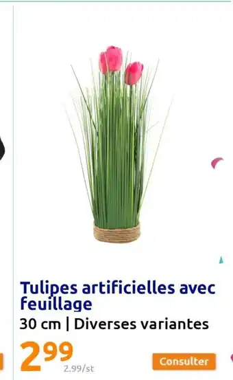 Action Tulipes Artificielles Avec Feuillage offre