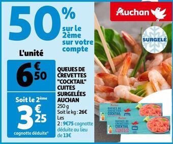 Auchan Queues de crevettes "cocktail" cuites surgelées auchan offre