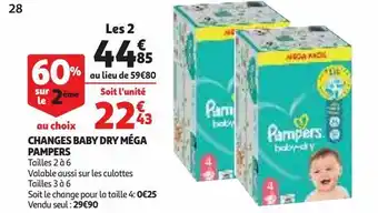 Auchan Supermarché Changes baby dry méga pampers offre