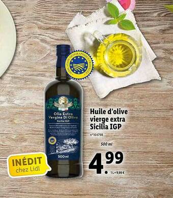 Lidl Huile D'olive Vierge Extra Sicilia Igp offre