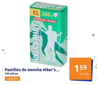 Action Pastilles de menthe hiker's offre