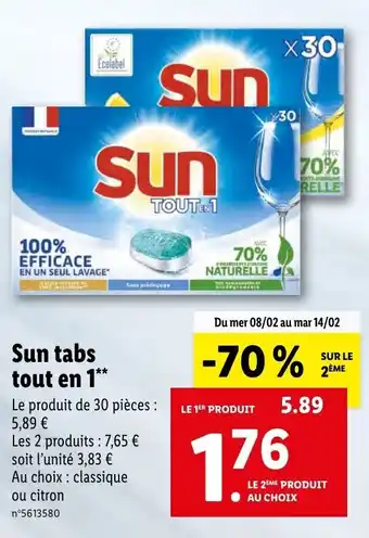 Lidl Sun tabs tout en 1 offre