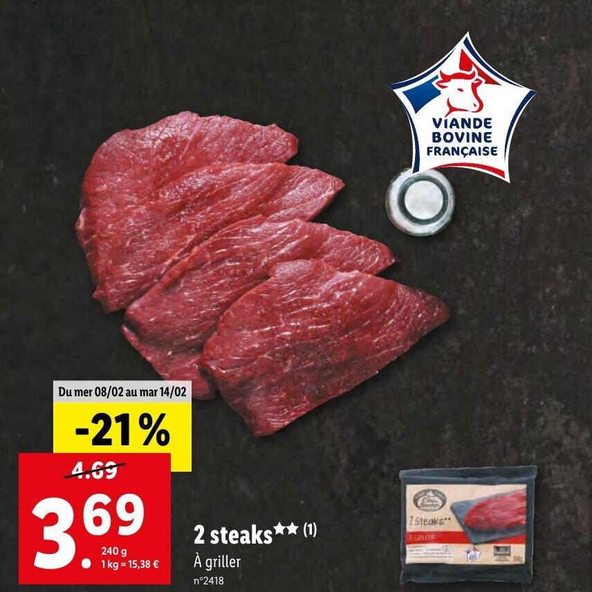 Promo 2 steaks chez Lidl