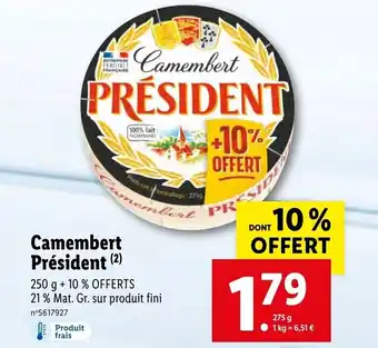 Lidl Camembert président offre