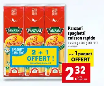 Lidl Panzani spaghetti cuisson rapide offre