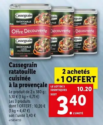 Lidl Cassegrain ratatouille cuisinée à la provençale offre