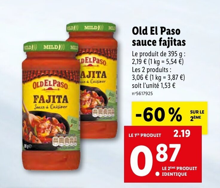 Promo Old el paso sauce fajitas chez Lidl