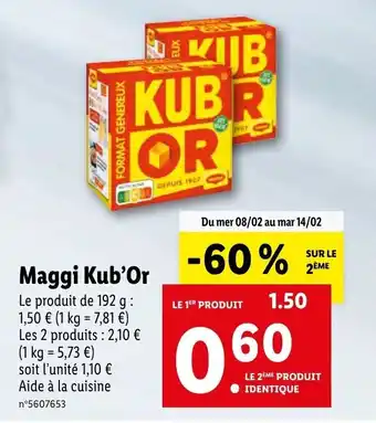Lidl Maggi kub'or offre
