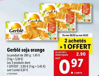 Lidl Gerblé soja orange offre