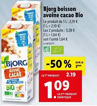 Bjorg boisson avoine cacao bio