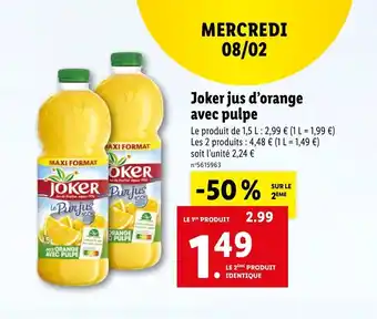 Lidl Joker jus d'orange avec pulpe offre