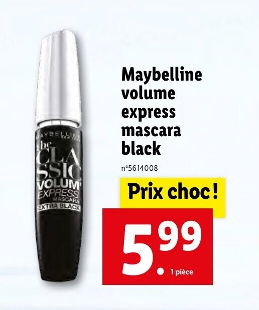 Promo Maybelline volume express mascara black chez Lidl