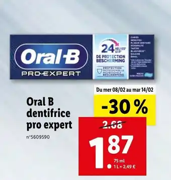 Lidl Oral b dentifrice pro expert offre