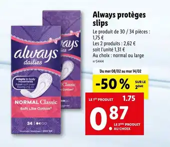 Lidl Always protèges slips offre
