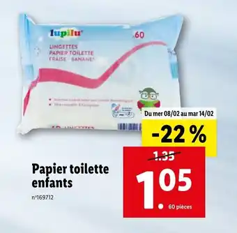 Lidl Papier toilette enfants offre