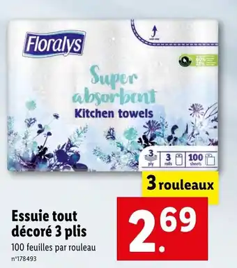 Lidl Essuie tout décoré 3 plis offre