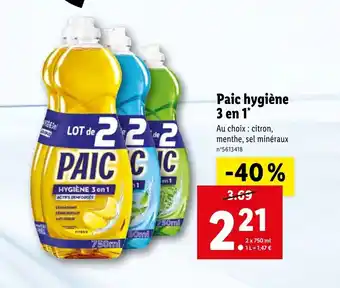 Lidl Paic hygiène 3 en 1 offre