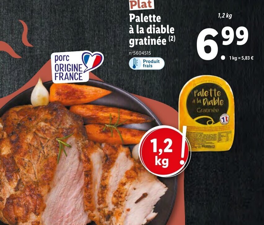 Promo Palette à la diable gratinée chez Lidl