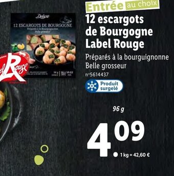 Lidl 12 escargots de bourgogne label rouge offre