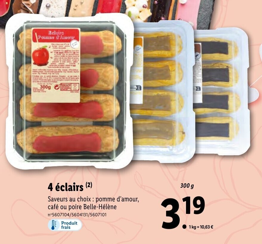 Promo 4 éclairs chez Lidl