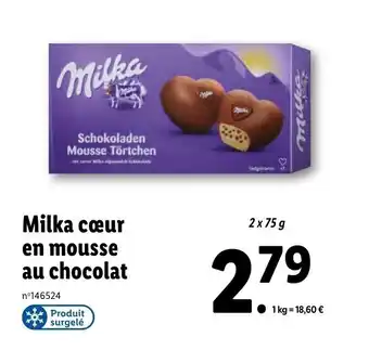 Lidl Milka cœur en mousse au chocolat offre