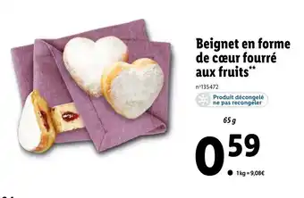 Lidl Beignet en forme de cœur fourré aux fruits offre