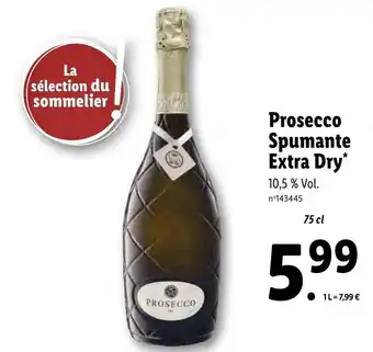 Lidl Prosecco spumante extra dry offre