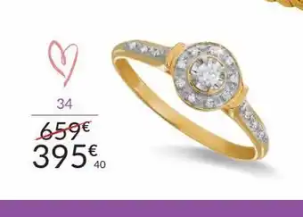 Auchan Bague or 750 millièmes rhodié et diamants offre