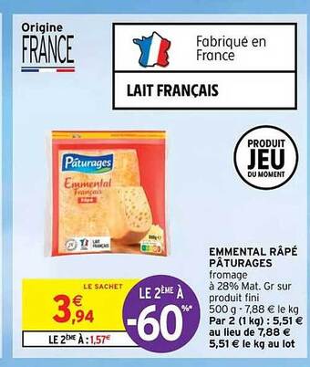 Intermarché Contact Emmental râpé pâturages offre