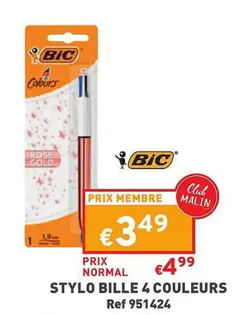 Trafic Stylo bille 4 couleurs bic offre