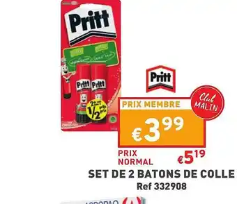 Trafic Set de 2 bâtons de colle pritt offre