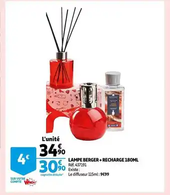 Auchan Lampe berger + recharge 180 ml offre