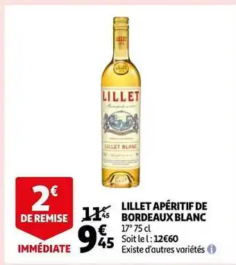 Auchan Lillet apéritif de bordeaux blanc offre