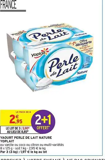 Intermarché Yaourt perle de lait nature yoplait offre