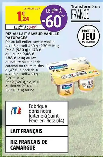 Intermarché Riz au lait saveur vanille pâturages offre