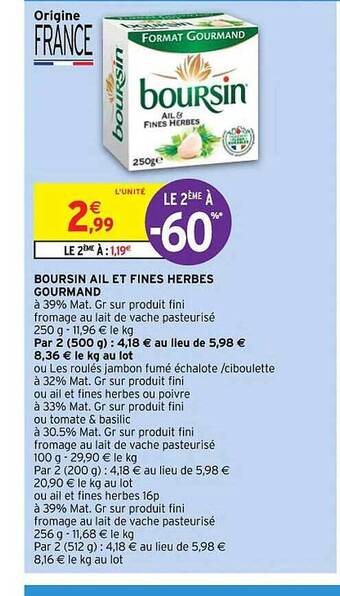 Boursin ail et fines herbes gourmand