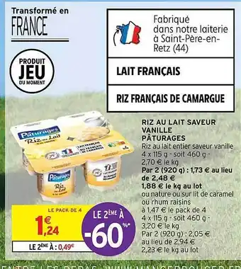 Intermarché Express Riz au lait saveur vanille pâturages offre
