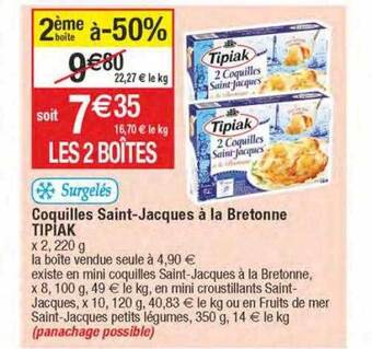 Migros Coquilles saint-jacques à la bretonne tipiak offre