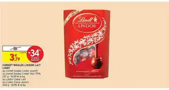 Cornet boules lindor lait lindt
