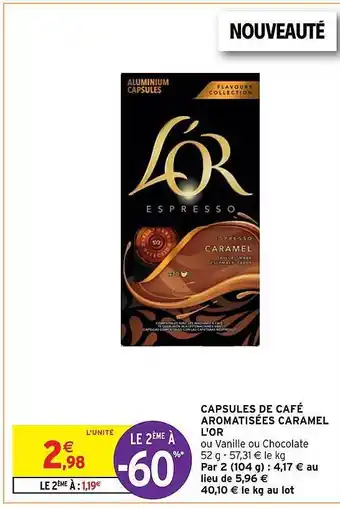 Intermarché Express Capsules de café aromatisées caramel l'or offre