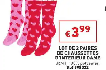 Trafic Lot de 2 paires de chaussettes d'intérieur dame offre