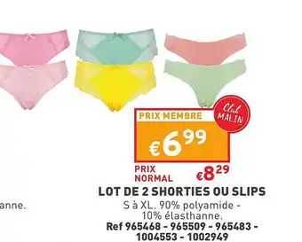 Trafic Lot de 2 shorties ou slips offre